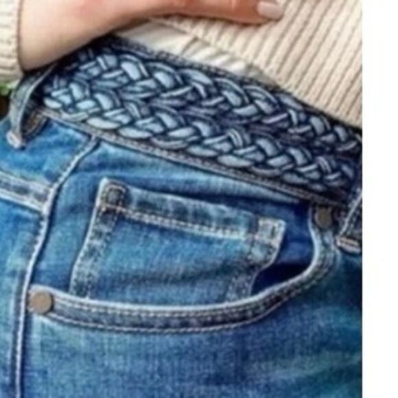 Cabi Button Fly Skinny Jeans Dream Weaver Braided Waistband Blue Denim Size 2 - Picture 2 of 6